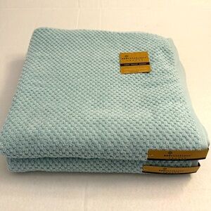 2pc ECOEXISTENCE Bamboo Zero Twist Loops Bath Towel Set - Mystical Blue